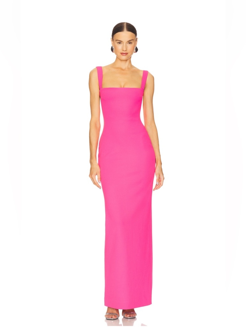Solace London Hot Pink Square-Neck Maxi Dress